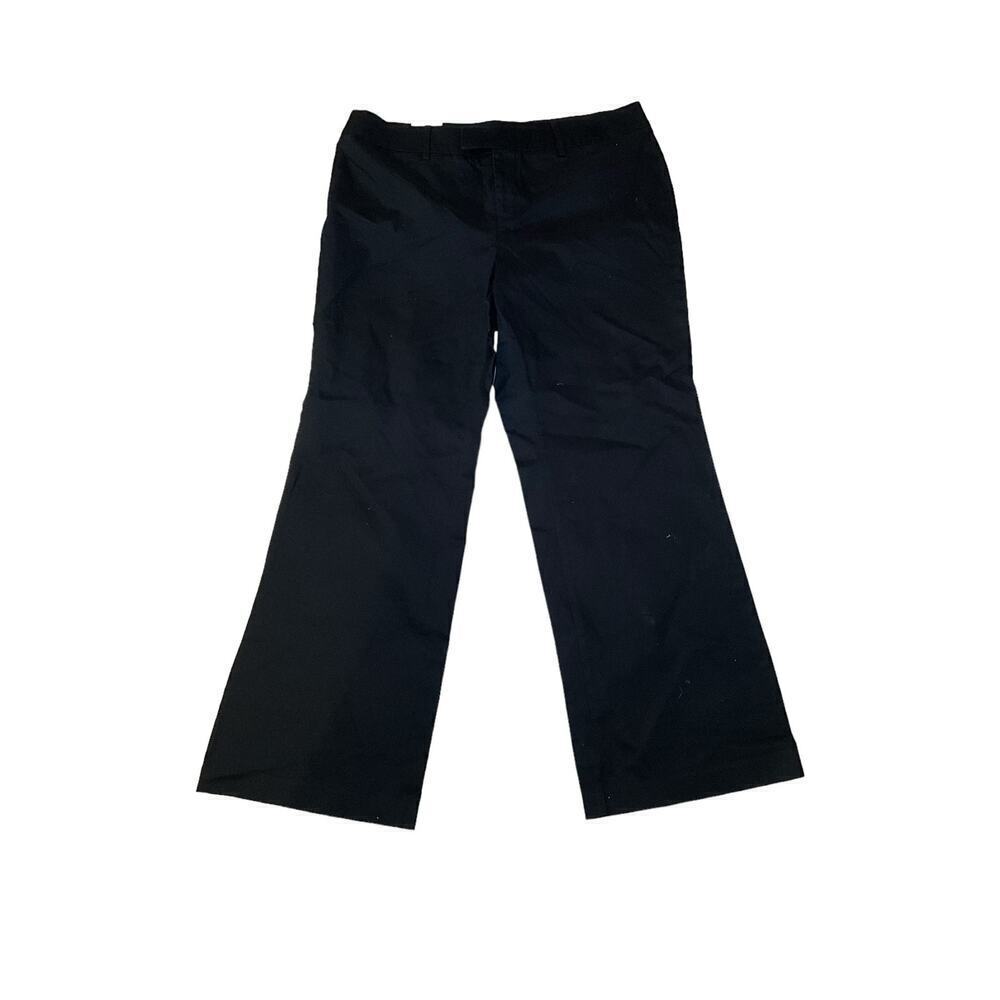 Covington Wide-Leg Pants Women 16 Black Cotton Stretch High-Rise Pockets Zip Fly